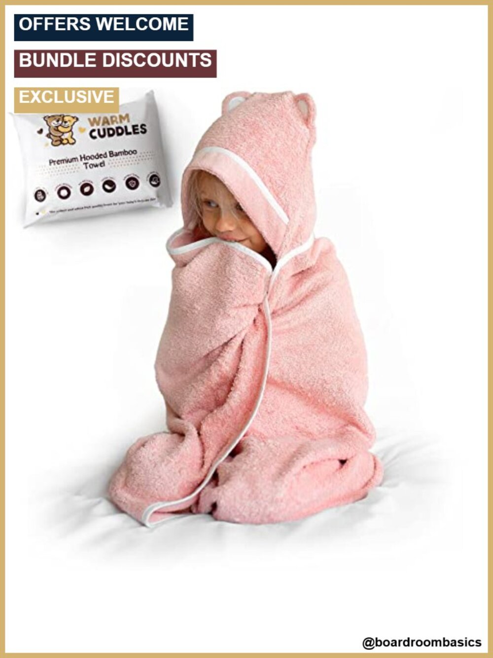Rayon from Bamboo Hooded Toddler Bath Towel Extra Soft 42x30 in